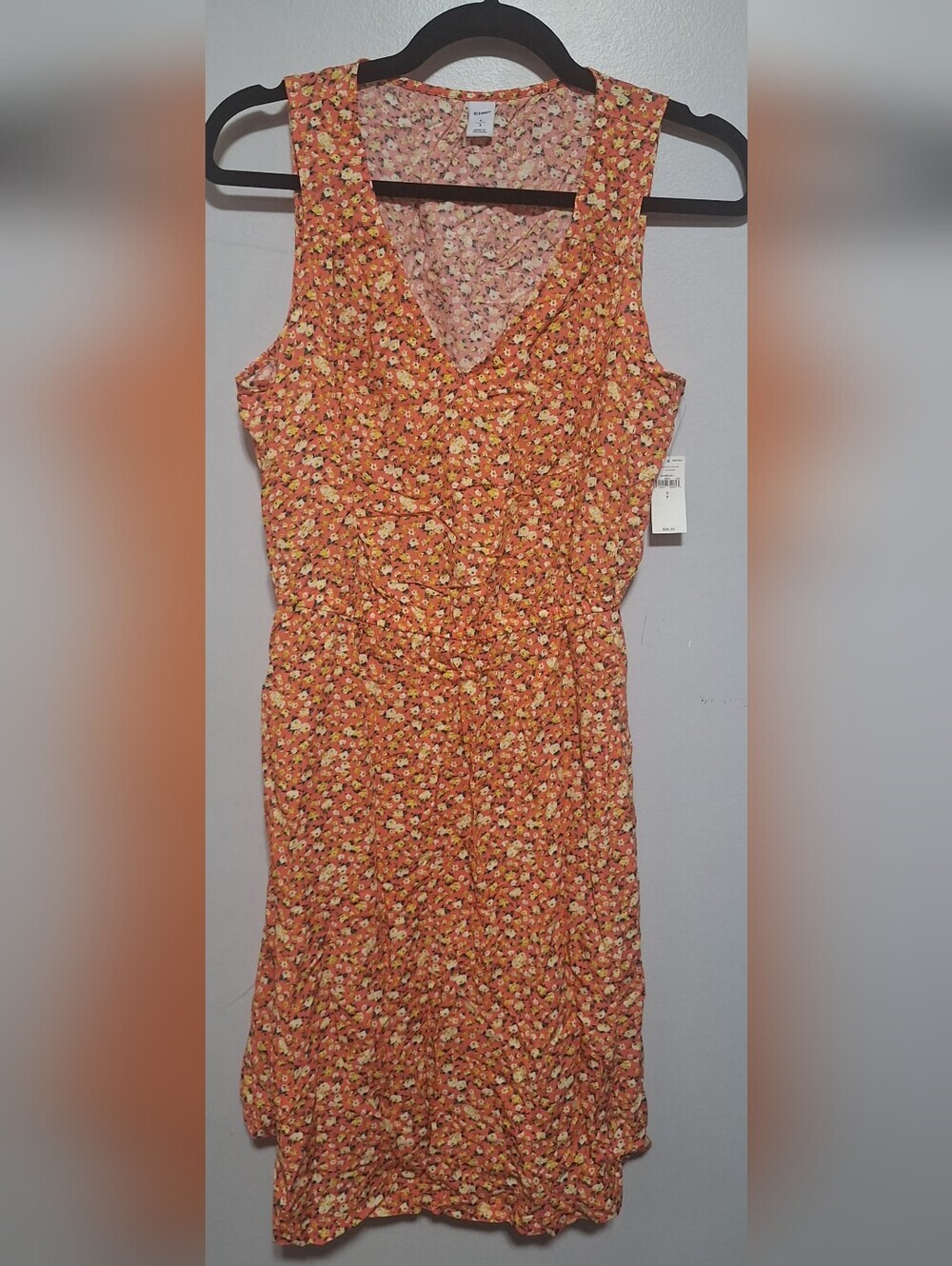 Small Old Navy Sleeveless V-Neck Orange Floral Day Dress